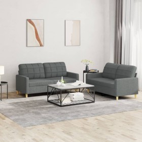 Juego de sofás con cojines 2 piezas tela gris oscuro de vidaXL, Sofás - Ref: Foro24-3201275, Precio: 424,94 €, Descuento: %