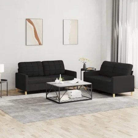 Juego de sofás con cojines 2 piezas tela negro de vidaXL, Sofás - Ref: Foro24-3201278, Precio: 366,93 €, Descuento: %