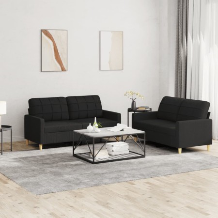Juego de sofás con cojines 2 piezas tela negro de vidaXL, Sofás - Ref: Foro24-3201278, Precio: 385,20 €, Descuento: %