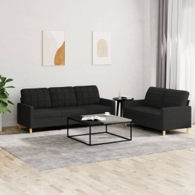 Juego de sofás con cojines 2 piezas tela negro de vidaXL, Sofás - Ref: Foro24-3201310, Precio: 479,99 €, Descuento: %