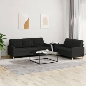 Sofagarnitur mit Kissen 2-teilig aus schwarzem Stoff von vidaXL, Sofas - Ref: Foro24-3201310, Preis: 457,22 €, Rabatt: %