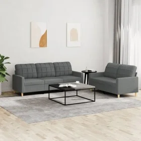 Sofa set with cushions 2 pieces dark gray fabric by vidaXL, Sofas - Ref: Foro24-3201307, Price: 529,50 €, Discount: %
