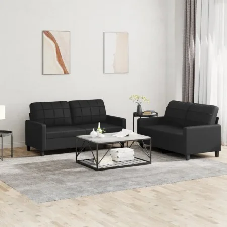 Juego de sofás con cojines 2 piezas cuero sintético negro de vidaXL, Sofás - Ref: Foro24-3201358, Precio: 403,16 €, Descuento: %