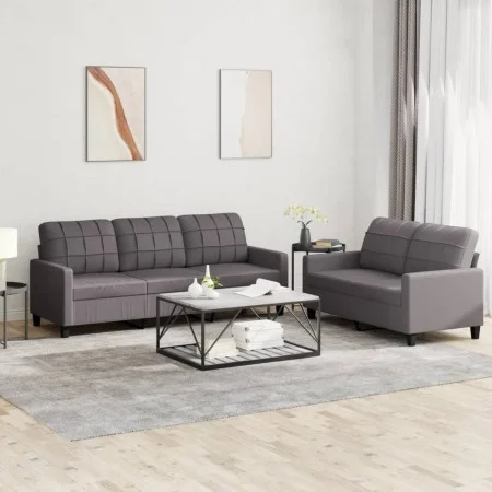Juego de sofás con cojines 2 piezas cuero sintético gris de vidaXL, Sofás - Ref: Foro24-3201380, Precio: 450,24 €, Descuento: %