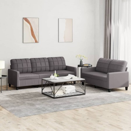 Juego de sofás con cojines 2 piezas cuero sintético gris de vidaXL, Sofás - Ref: Foro24-3201380, Precio: 477,89 €, Descuento: %