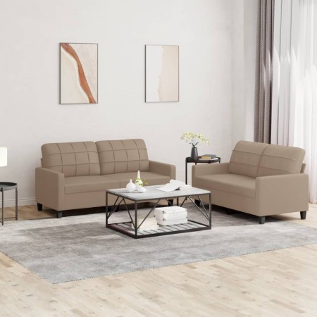 Juego de sofás con cojines 2 piezas cuero sintético capuchino de vidaXL, Sofás - Ref: Foro24-3201362, Precio: 394,82 €, Descu...