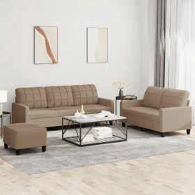 Cappuccino synthetic leather 3-piece sofa set with cushions by vidaXL, Sofas - Ref: Foro24-3201387, Price: 490,92 €, Discount: %