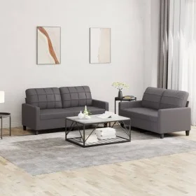 Juego de sofás con cojines 2 piezas cuero sintético gris de vidaXL, Sofás - Ref: Foro24-3201360, Precio: 389,04 €, Descuento: %