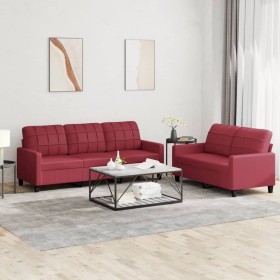 Juego de sofás con cojines 2 piezas cuero sintético rojo tinto de vidaXL, Sofás - Ref: Foro24-3201381, Precio: 464,66 €, Desc...
