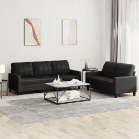 Juego de sofás con cojines 2 piezas cuero sintético negro de vidaXL, Sofás - Ref: Foro24-3201378, Precio: 487,56 €, Descuento: %