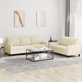 Juego de sofás con cojines 2 piezas cuero sintético crema de vidaXL, Sofás - Ref: Foro24-3201379, Precio: 452,55 €, Descuento: %