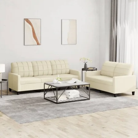 Juego de sofás con cojines 2 piezas cuero sintético crema de vidaXL, Sofás - Ref: Foro24-3201379, Precio: 445,07 €, Descuento: %