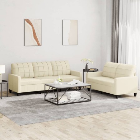 Juego de sofás con cojines 2 piezas cuero sintético crema de vidaXL, Sofás - Ref: Foro24-3201379, Precio: 452,55 €, Descuento: %
