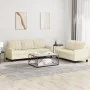 Cream synthetic leather 2-piece sofa set with cushions by vidaXL, Sofas - Ref: Foro24-3201379, Price: 445,07 €, Discount: %