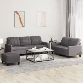 Gray synthetic leather 3-piece sofa set with cushions by vidaXL, Sofas - Ref: Foro24-3201385, Price: 472,95 €, Discount: %