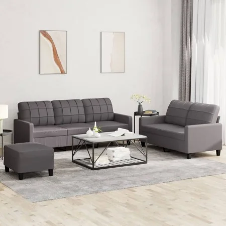 Juego de sofás con cojines 3 piezas cuero sintético gris de vidaXL, Sofás - Ref: Foro24-3201385, Precio: 472,95 €, Descuento: %