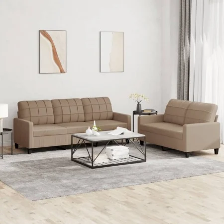 Cappuccino synthetic leather 2-piece sofa set with cushions by vidaXL, Sofas - Ref: Foro24-3201382, Price: 446,54 €, Discount: %