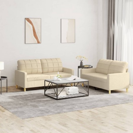 Juego de sofás con cojines 2 piezas tela crema de vidaXL, Sofás - Ref: Foro24-3201276, Precio: 373,02 €, Descuento: %