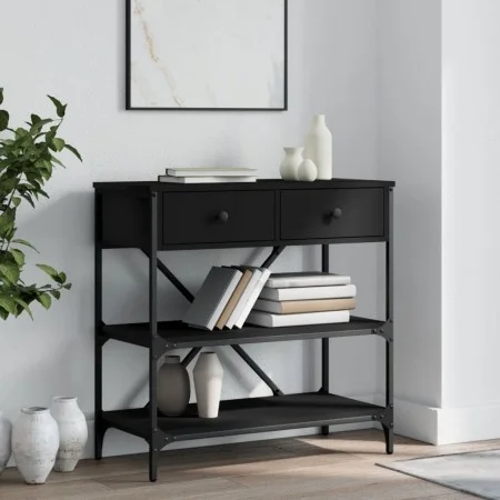 Mesa consola madera de ingeniería negro 75x34,5x75 cm de vidaXL, Mesas auxiliares - Ref: Foro24-833408, Precio: 84,60 €, Desc...