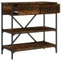 Smoked oak engineered wood console table 75x34.5x75 cm by vidaXL, Side tables - Ref: Foro24-833410, Price: 62,92 €, Discount: %