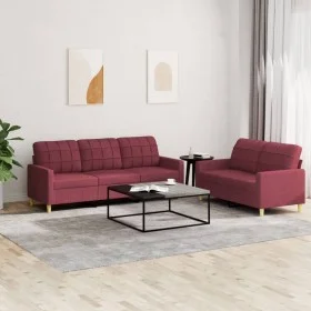 Sofagarnitur mit Kissen 2-teilig aus rotem Stoff von vidaXL, Sofas - Ref: Foro24-3201312, Preis: 428,39 €, Rabatt: %