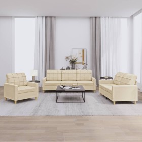 Juego de sofás con cojines 3 piezas tela crema de vidaXL, Sofás - Ref: Foro24-3201244, Precio: 553,43 €, Descuento: %