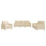 Juego de sofás con cojines 3 piezas tela crema de vidaXL, Sofás - Ref: Foro24-3201244, Precio: 553,43 €, Descuento: %