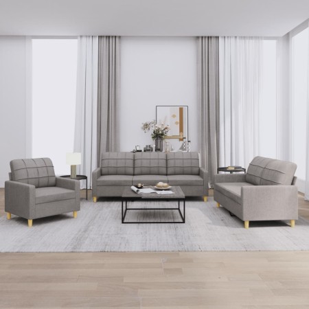 Juego de sofás con cojines 3 piezas tela gris taupe de vidaXL, Sofás - Ref: Foro24-3201249, Precio: 604,77 €, Descuento: %