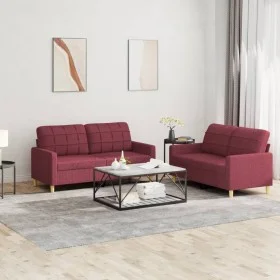 Juego de sofás con cojines 2 piezas tela rojo tinto de vidaXL, Sofás - Ref: Foro24-3201280, Precio: 379,24 €, Descuento: %