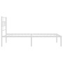 Estructura de cama de metal con cabecero blanco 100x200 cm de vidaXL, Camas y somieres - Ref: Foro24-355703, Precio: 67,88 €,...