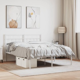 Estructura de cama con cabecero metal blanca 140x200 cm de vidaXL, Camas y somieres - Ref: Foro24-355709, Precio: 97,28 €, De...
