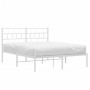 Estructura de cama con cabecero metal blanca 160x200 cm de vidaXL, Camas y somieres - Ref: Foro24-355711, Precio: 106,41 €, D...