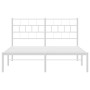 Estructura de cama con cabecero metal blanca 160x200 cm de vidaXL, Camas y somieres - Ref: Foro24-355711, Precio: 106,41 €, D...