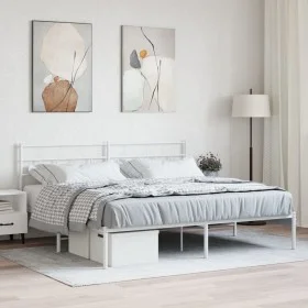 Estructura de cama con cabecero metal blanca 200x200 cm de vidaXL, Camas y somieres - Ref: Foro24-355715, Precio: 107,27 €, D...