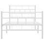 Estructura cama metal con cabecero y pie cama blanca 107x203 cm de vidaXL, Camas y somieres - Ref: Foro24-355722, Precio: 76,...