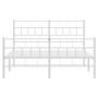 Estructura cama metal con cabecero y estribo blanco 120x190 cm de vidaXL, Camas y somieres - Ref: Foro24-355723, Precio: 87,0...