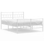 Estructura cama metal con cabecero y estribo blanco 135x190 cm de vidaXL, Camas y somieres - Ref: Foro24-355725, Precio: 97,7...