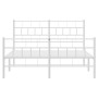 Estructura cama metal con cabecero y estribo blanco 135x190 cm de vidaXL, Camas y somieres - Ref: Foro24-355725, Precio: 97,7...
