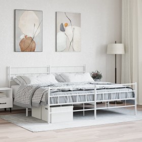 Estructura cama metal con cabecero y estribo blanco 180x200 cm de vidaXL, Camas y somieres - Ref: Foro24-355730, Precio: 127,...