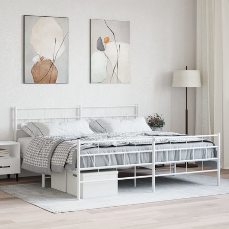 Estructura cama metal con cabecero y pie cama blanco 183x213 cm de vidaXL, Camas y somieres - Ref: Foro24-355731, Precio: 119...