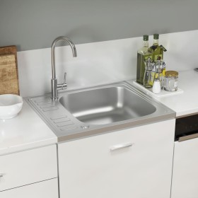 Fregadero de cocina con escurridor acero inox 500x600x155 mm de vidaXL, Fregaderos - Ref: Foro24-147230, Precio: 80,30 €, Des...
