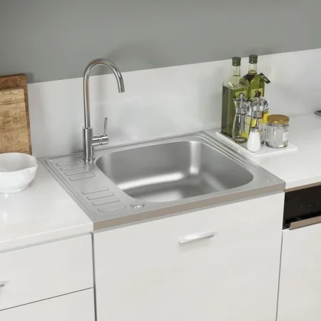 Fregadero de cocina con escurridor acero inox 500x600x155 mm de vidaXL, Fregaderos - Ref: Foro24-147230, Precio: 75,01 €, Des...