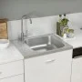 Fregadero de cocina con escurridor acero inox 500x600x155 mm de vidaXL, Fregaderos - Ref: Foro24-147230, Precio: 75,01 €, Des...