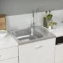 Fregadero de cocina con escurridor acero inox 500x600x155 mm de vidaXL, Fregaderos - Ref: Foro24-147230, Precio: 75,01 €, Des...