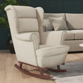 Rocking chair cream velvet rubber wood legs by vidaXL, Rocking chairs - Ref: Foro24-329372, Price: 289,57 €, Discount: %