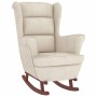 Silla mecedora patas de madera de caucho terciopelo color crema de vidaXL, Mecedoras - Ref: Foro24-329372, Precio: 294,57 €, ...