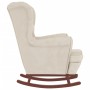 Silla mecedora patas de madera de caucho terciopelo color crema de vidaXL, Mecedoras - Ref: Foro24-329372, Precio: 294,57 €, ...
