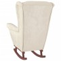 Silla mecedora patas de madera de caucho terciopelo color crema de vidaXL, Mecedoras - Ref: Foro24-329372, Precio: 294,57 €, ...