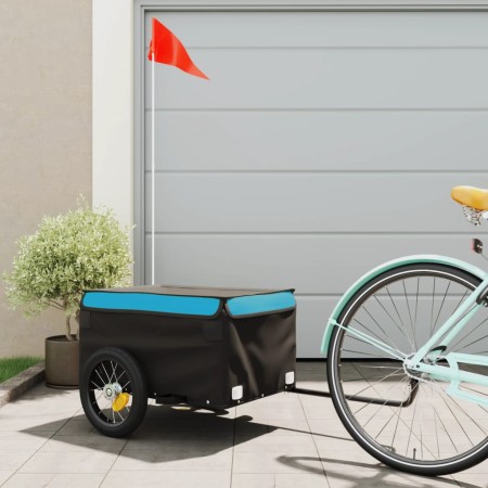 Remolque para bicicleta hierro negro y azul 30 kg de vidaXL, Remolques para bicicletas - Ref: Foro24-94079, Precio: 78,64 €, ...