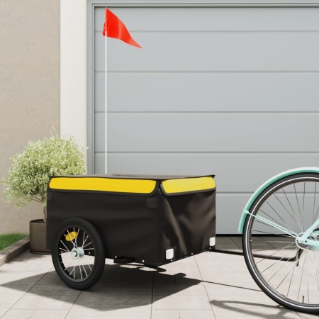 Remolque para bicicleta hierro negro y amarillo 45 kg de vidaXL, Remolques para bicicletas - Ref: Foro24-94085, Precio: 81,23...